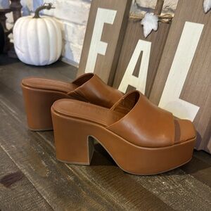 Gianni Bini Cognac Brown Platform Mule Sandals